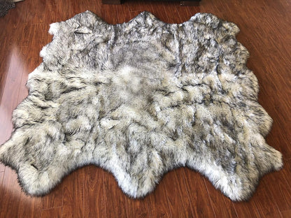 LAMBZY Faux Sheepskin Hypoallergenic Free Shape Silky Shag Rug, Luxury Shaggy Carpet for Bedrooms