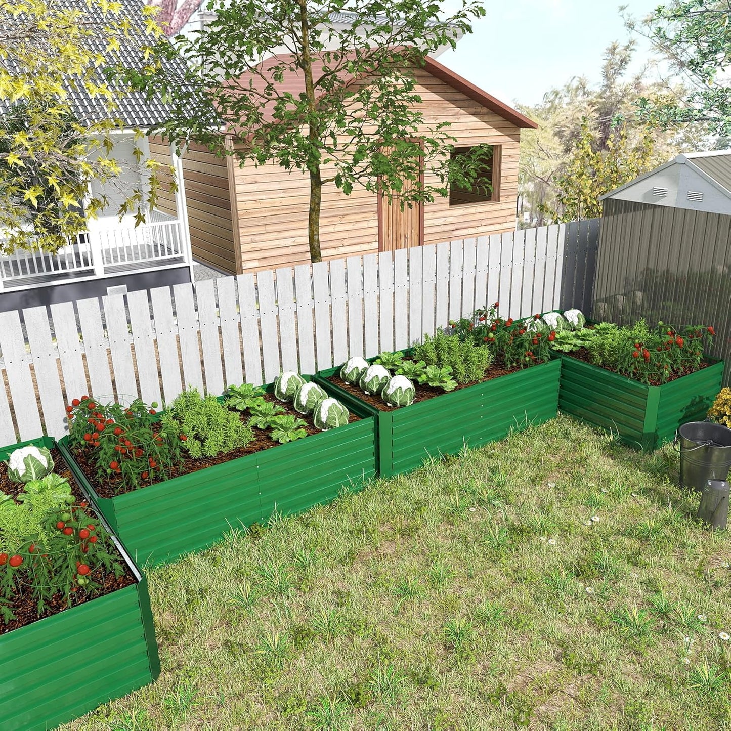 8x4x2 ft Outdoor Raised Garden Bed, Large Metal Planter Raised Beds, Planters for Outdoor Plants
