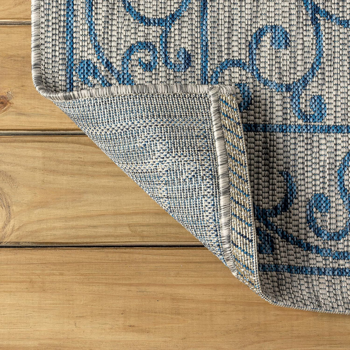 JONATHAN Y Vintage Filigree Indoor Outdoor Round Area Rug 5 Ft Gray/Navy, Charleston Textured Weave