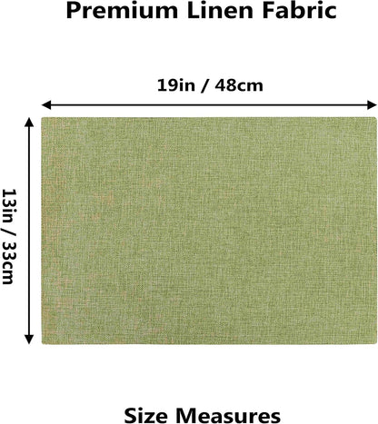 Home Brilliant Green Placemat Set of 4 Washable Place Mats Placemats Heat Resistant Sage Placemat