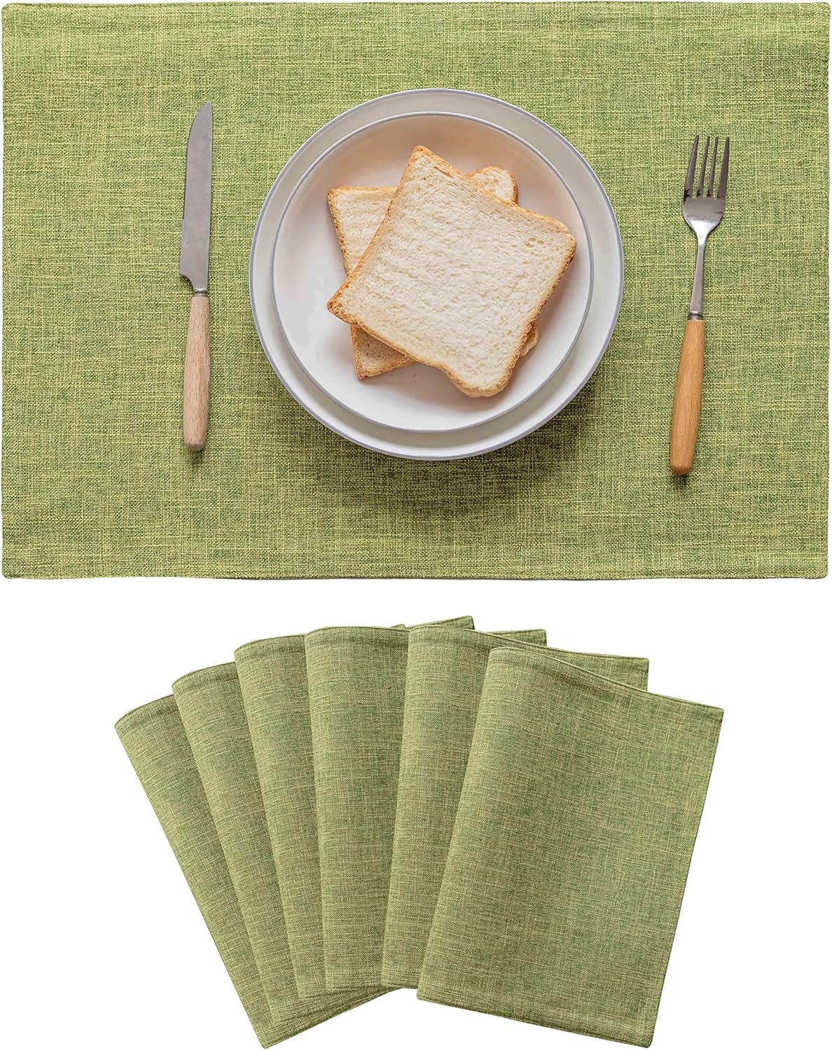 Home Brilliant Green Placemat Set of 6 Washable Place Mats Placemats Heat Resistant Table Mats for