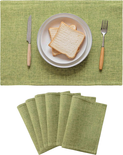 Home Brilliant Green Placemat Set of 6 Washable Place Mats Placemats Heat Resistant Table Mats for