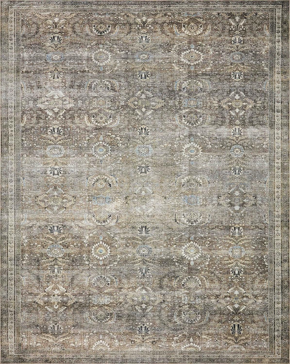Loloi Layla Collection LAY-13 Antique/Moss 9'-6" x 14' .13" Thick Area Rug, Soft, Durable, Vintage