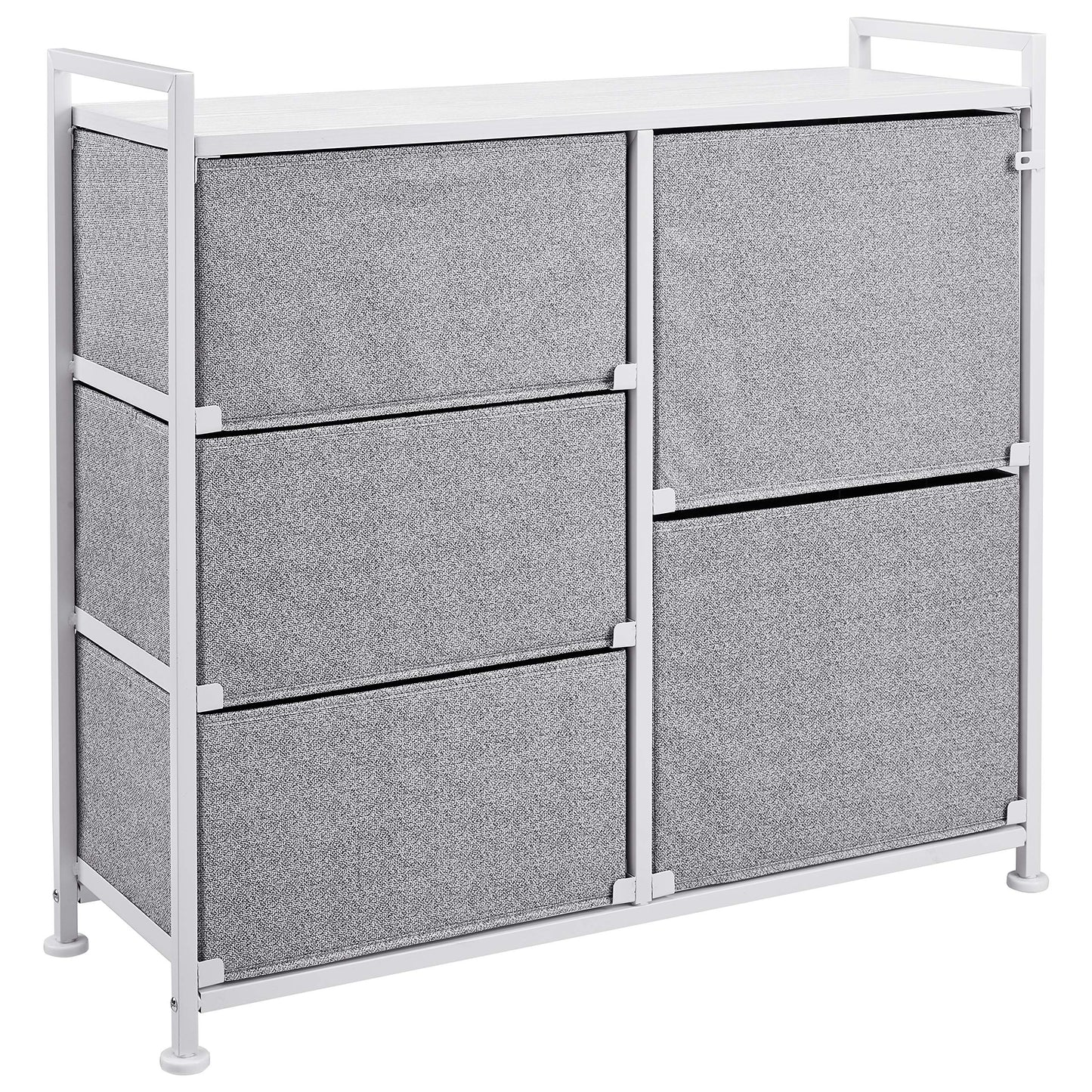 Amazon Basics Bedroom Closet Organizer with 5-Fabric Storage Drawers for Clothes Storage, White
