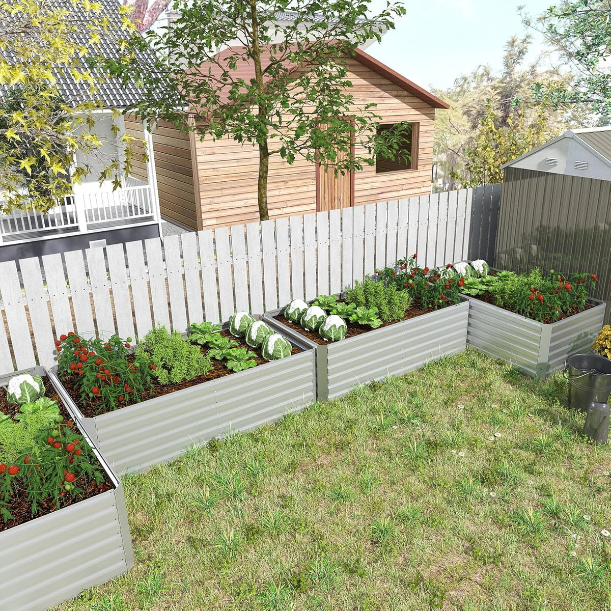 8x4x2 ft Outdoor Raised Garden Bed, Large Metal Planter Raised Beds, Planters for Outdoor Plants