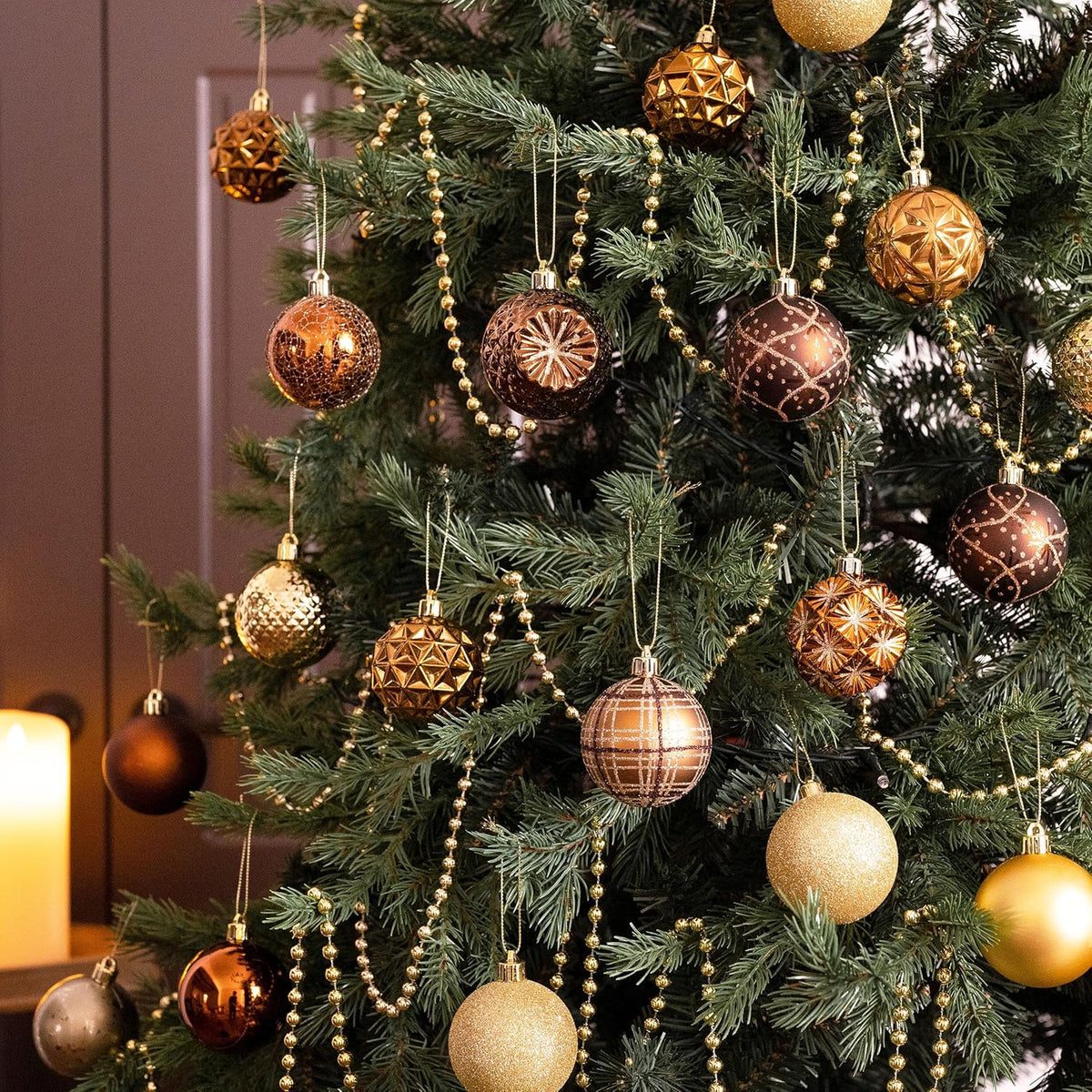 Valery Madelyn Fall Ornaments for Christmas Trees, 16ct Bronze Copper Brown Gold Shatterproof Fall