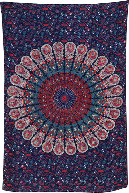 Bless International Handmade Indian hippie Bohemian Psychedelic Peacock Mandala Wall hanging