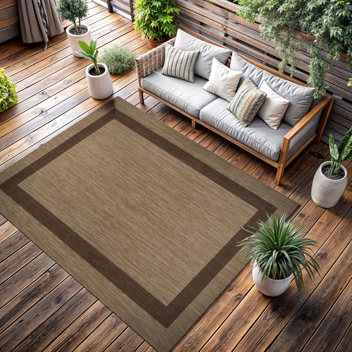 CAMILSON Outdoor Rug 10x14 - Large Modern Outside Rugs for Patios Porches Waterproof Durable