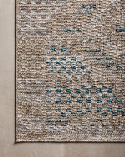 Loloi Amber Lewis Topanga Collection TOP-04 Natural/Aqua 2'-3" x 3'-9" Indoor/Outdoor Area Rug