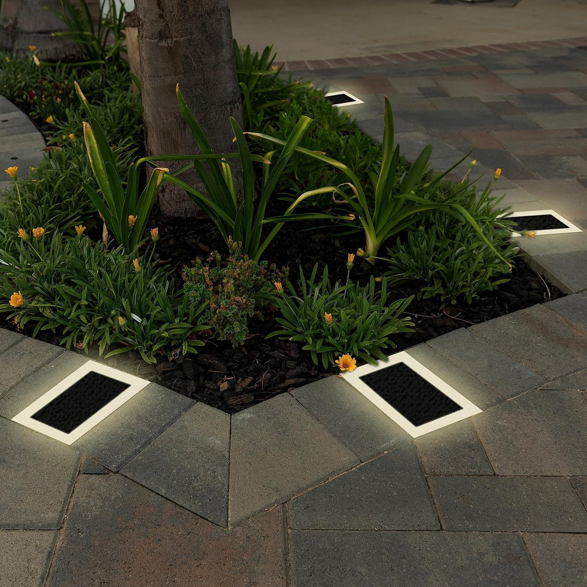 LUMENGY Solar Paver Light 4×8 inch, 2700K, Up to 18 Hours Continuous Lighting, Stainless Steel
