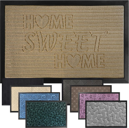 GORILLA GRIP 100% Waterproof All-Season WeatherMax Doormat 35x23, US Designed Natural Rubber, Stain