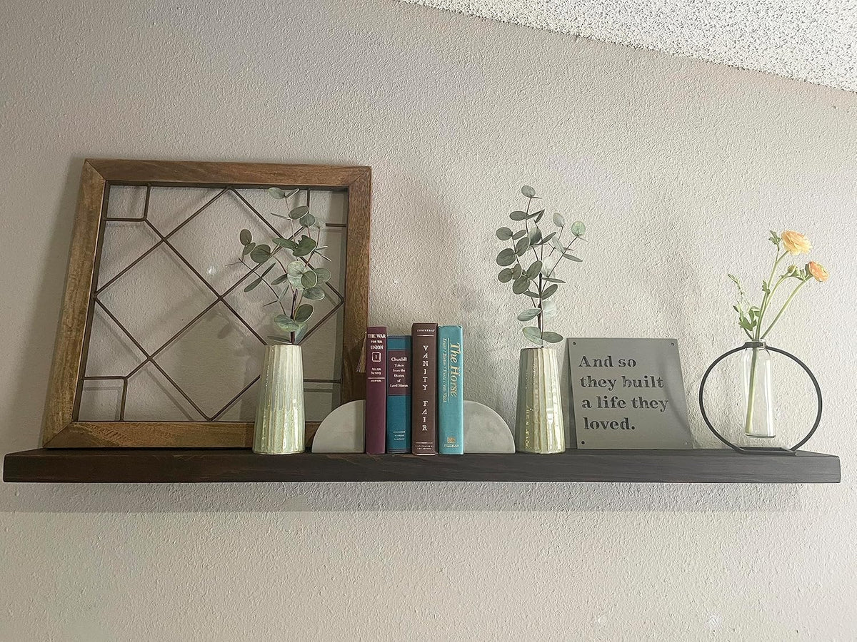 joelsantiques - 48 Inch Wooden Floating Shelves for Wall - 48x6x2 in - Made of Natural Wood - Long