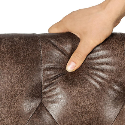 24'' Leather Ottoman with Storage Rectangle Foot Rest Ottomans Stool for Living Room(Brown,Leather