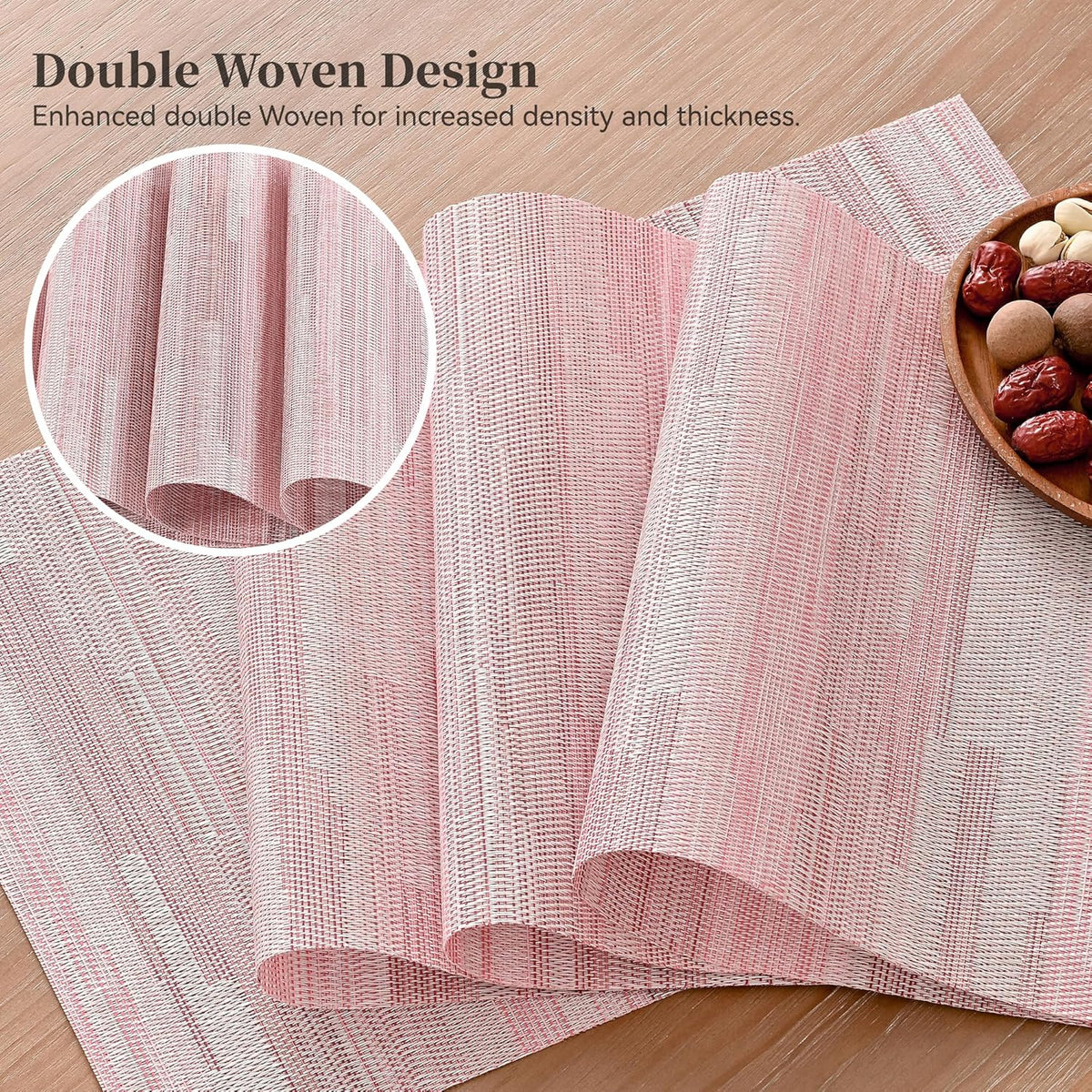 Leetaltree Misty Rose Placemats Set of 12 - Heat Resistant Non-Slip Place mats for Dining Table
