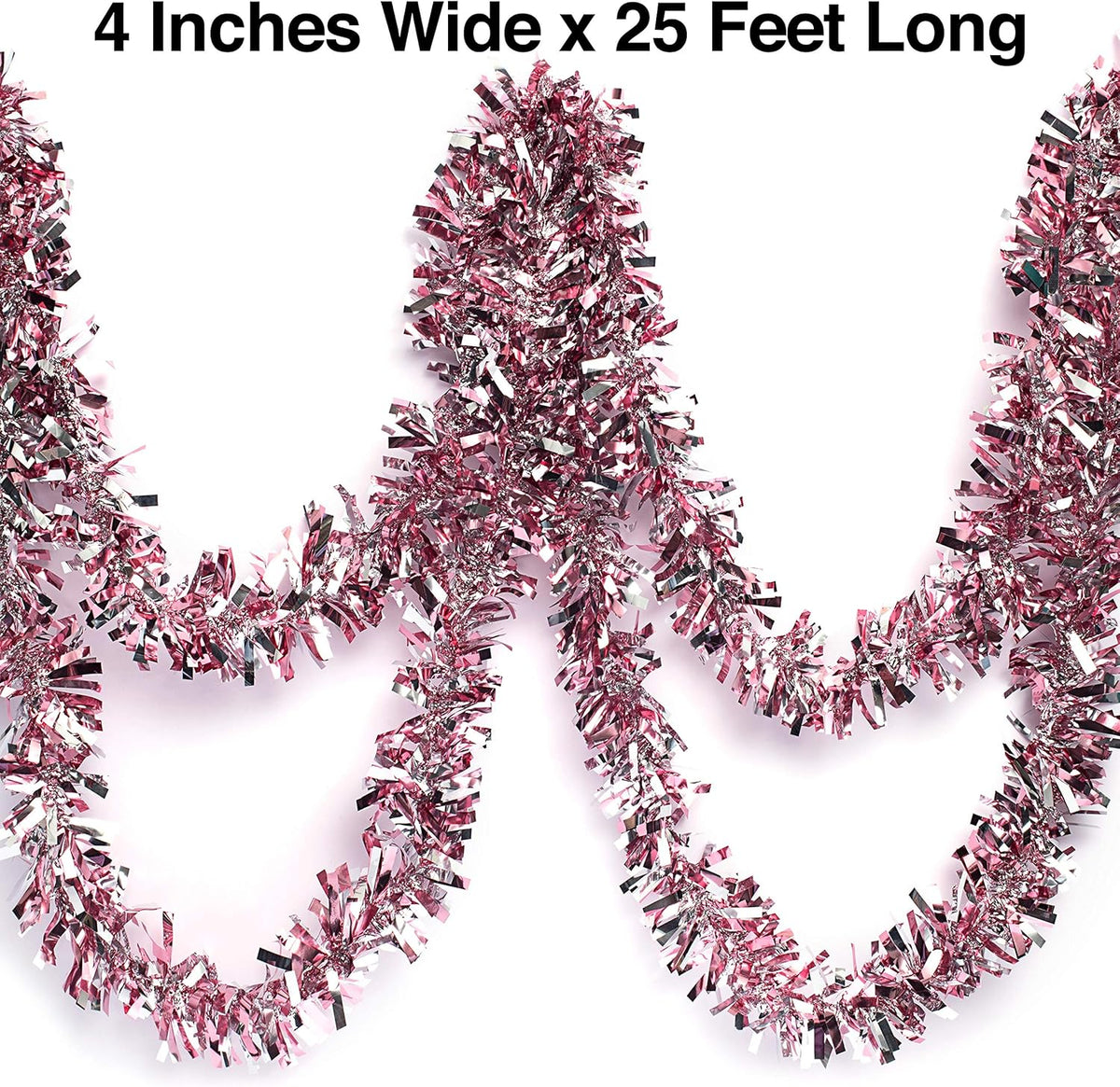 Anderson's Light Pink & Silver Sparkle Glitter Metallic Tinsel Twist for Trailer Or Golf Cart, 4