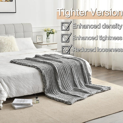 Maetoow Tighter Version Chenille Chunky Knit Blanket Throw （40×50 Inch）, Handmade Warm & Cozy