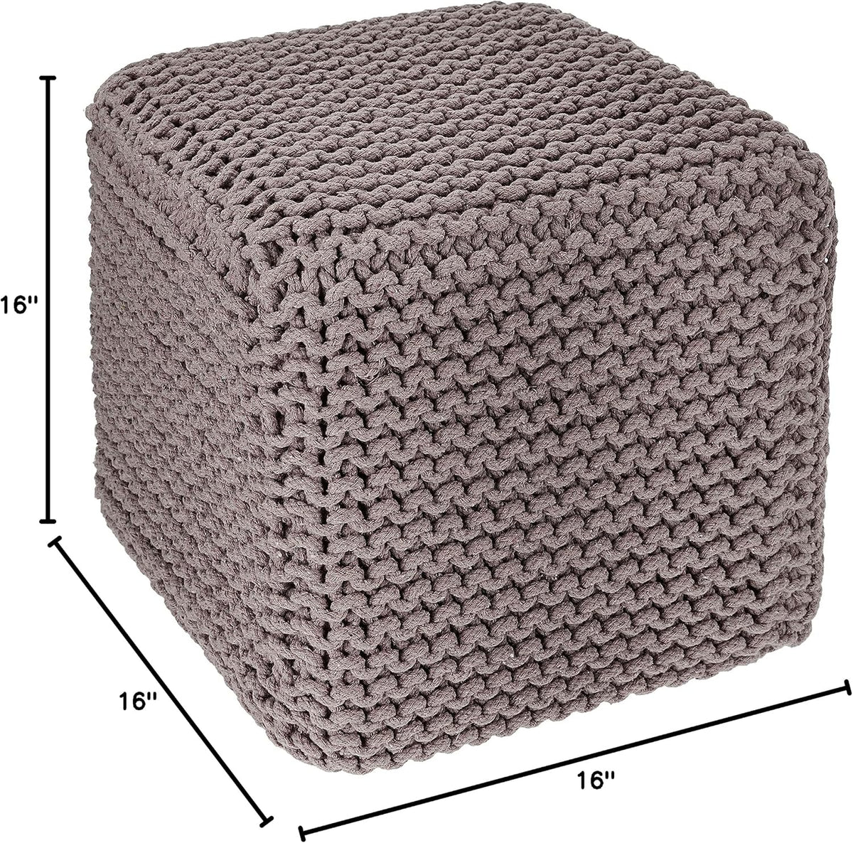REDEARTH Cube Hand Knitted Pouf - Foot Stool Ottoman - Cord Boho Pouffe - Poof Accent Stuffed Table