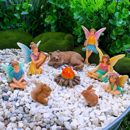 Mood Lab Fairy Garden - Miniature Fairies Figurines Accessories - Camping Kit of 9 pcs - Set for