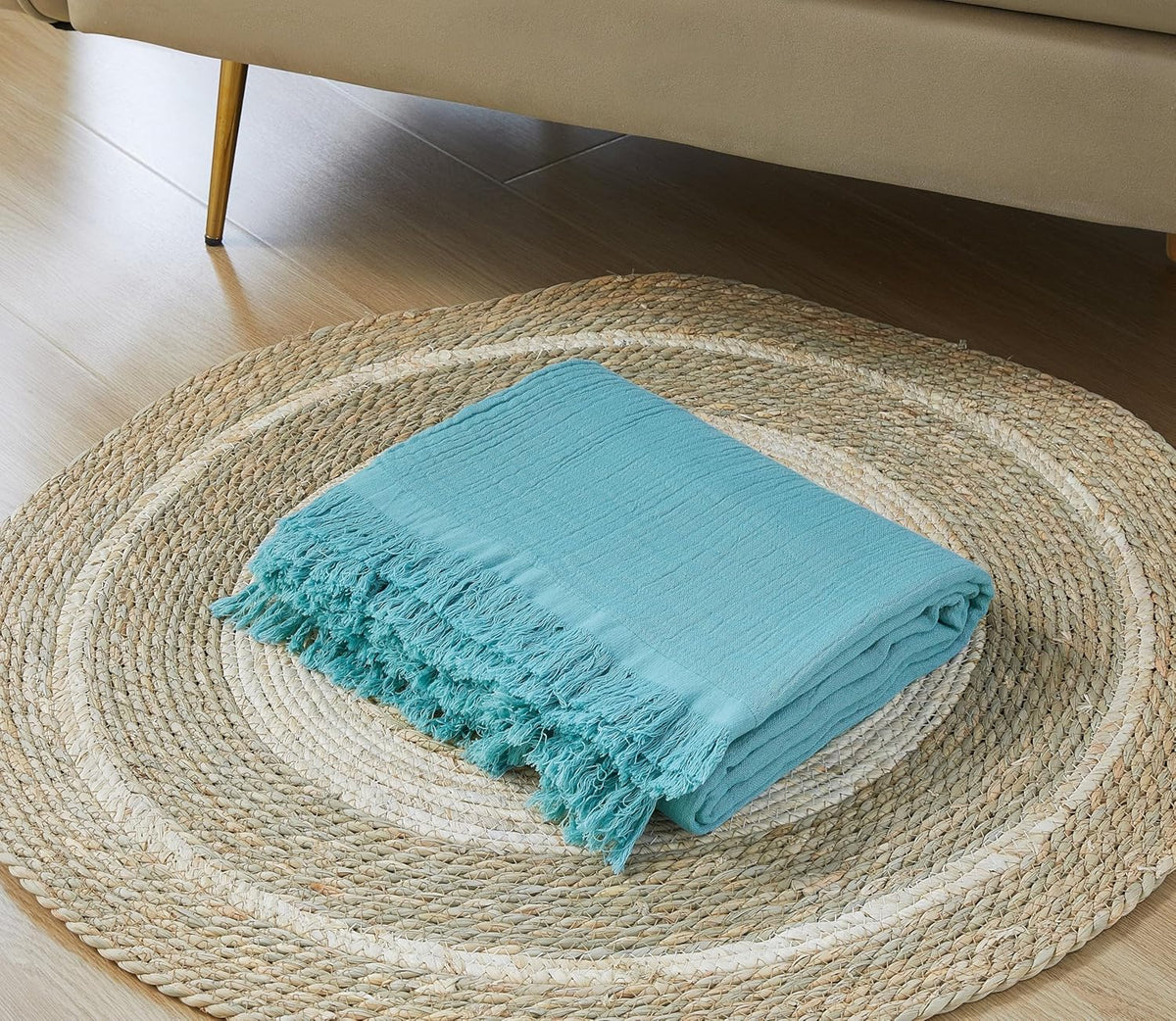100% Cotton Muslin Throw Blanket for Bed, Couch, Small, Decorative, Soft, Pre-Washed, Breathable