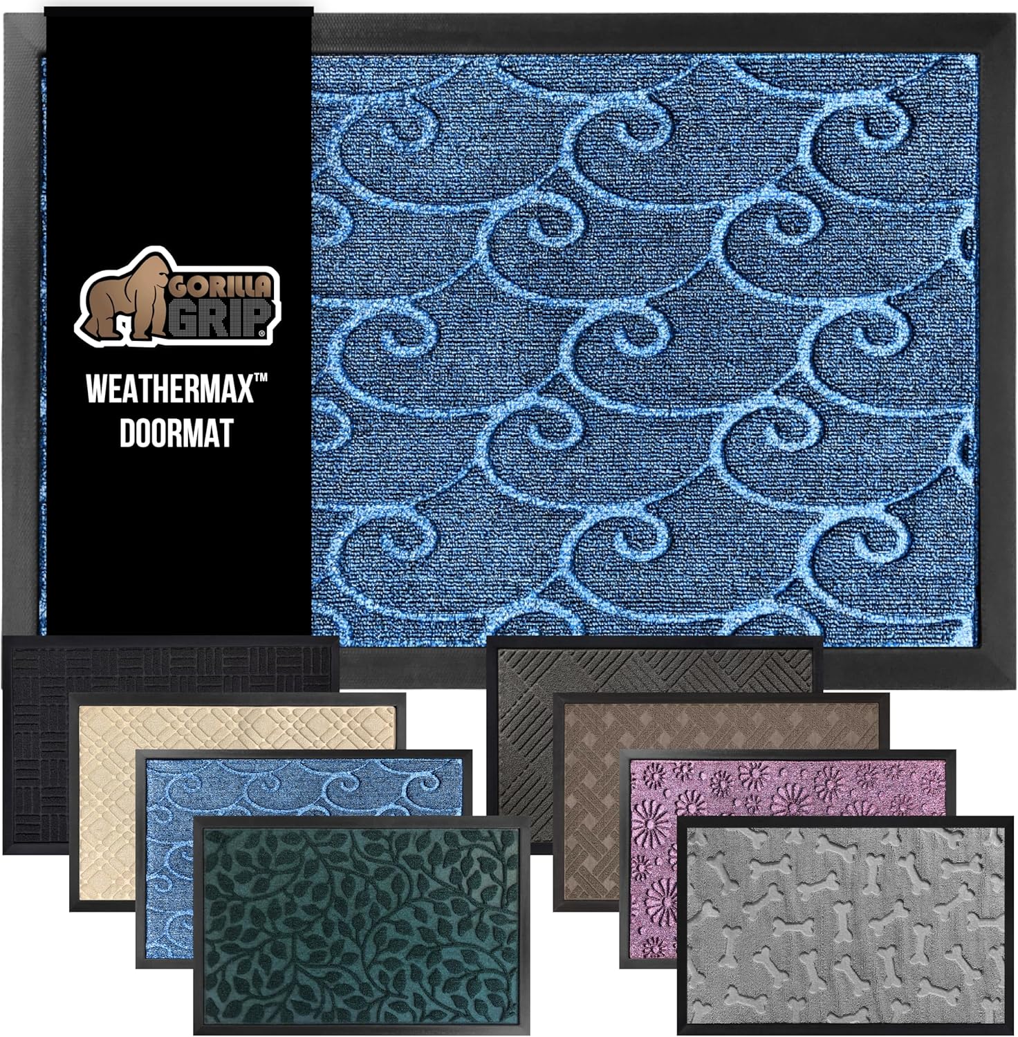GORILLA GRIP 100% Waterproof All-Season WeatherMax Doormat, 72x24, US Designed Natural Rubber