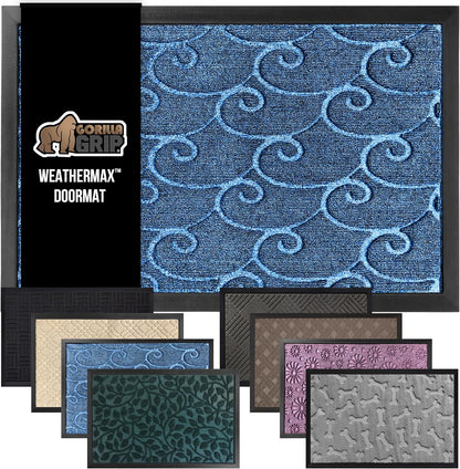 GORILLA GRIP 100% Waterproof All-Season WeatherMax Doormat, 72x24, US Designed Natural Rubber