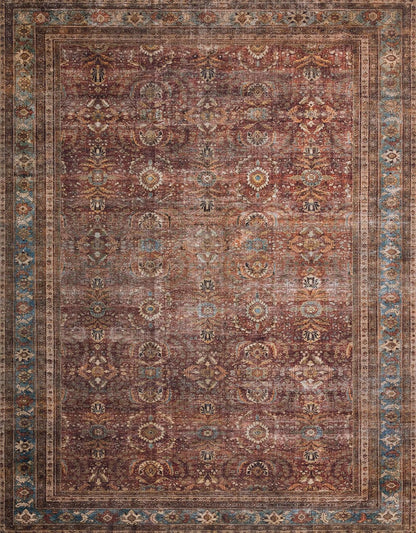 Loloi Layla Collection LAY-01 Brick/Blue 2'-6" x 12'-0" .13" Thick Runner Rug, Soft, Durable