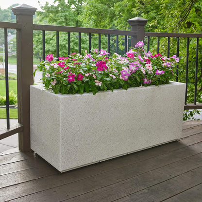 PolyStone Milan Tall Modern Outdoor/Indoor Rectangular Trough Planter, 46" W x 19" H, Lightweight