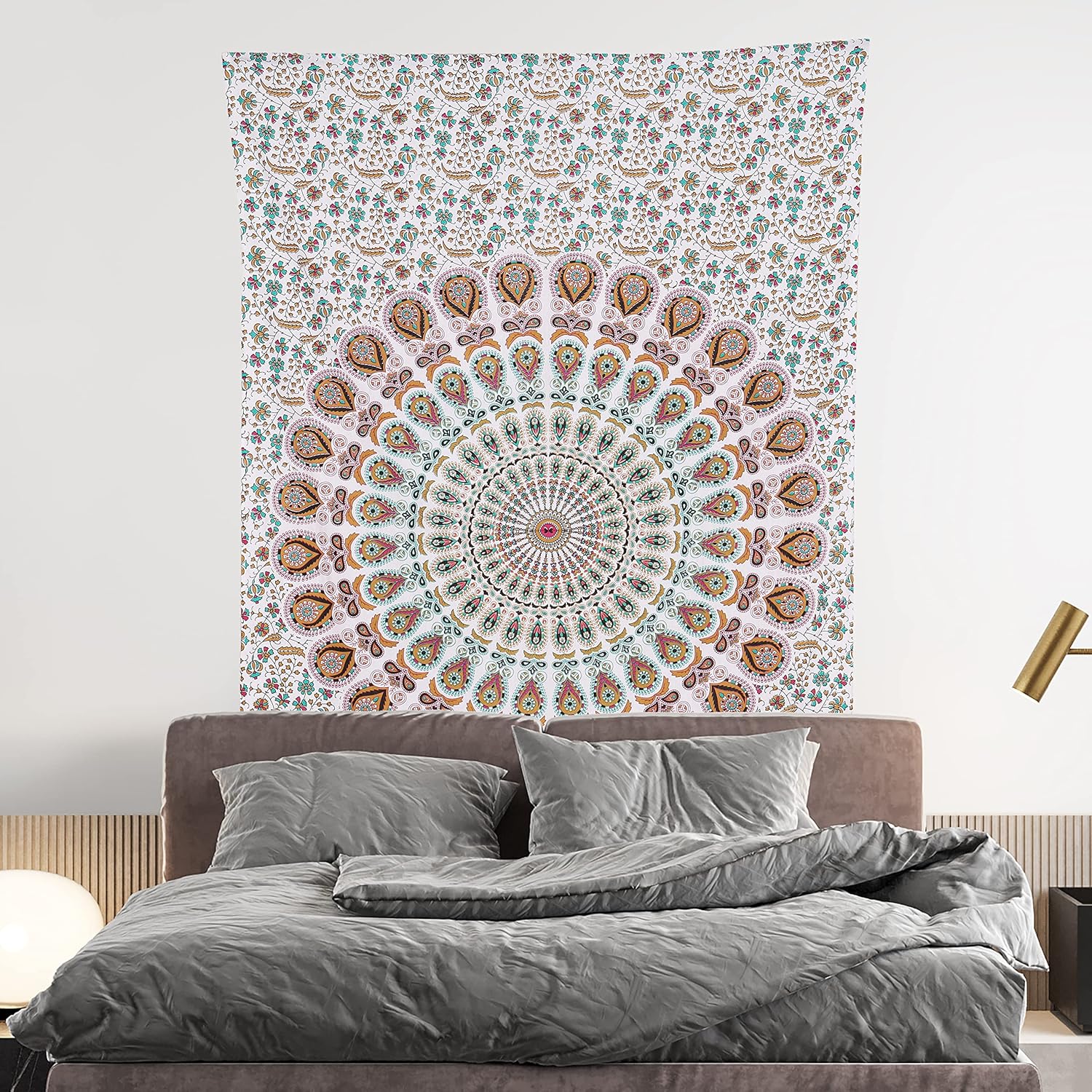 Bless International Handmade Indian hippie Bohemian Psychedelic Peacock Mandala Wall hanging