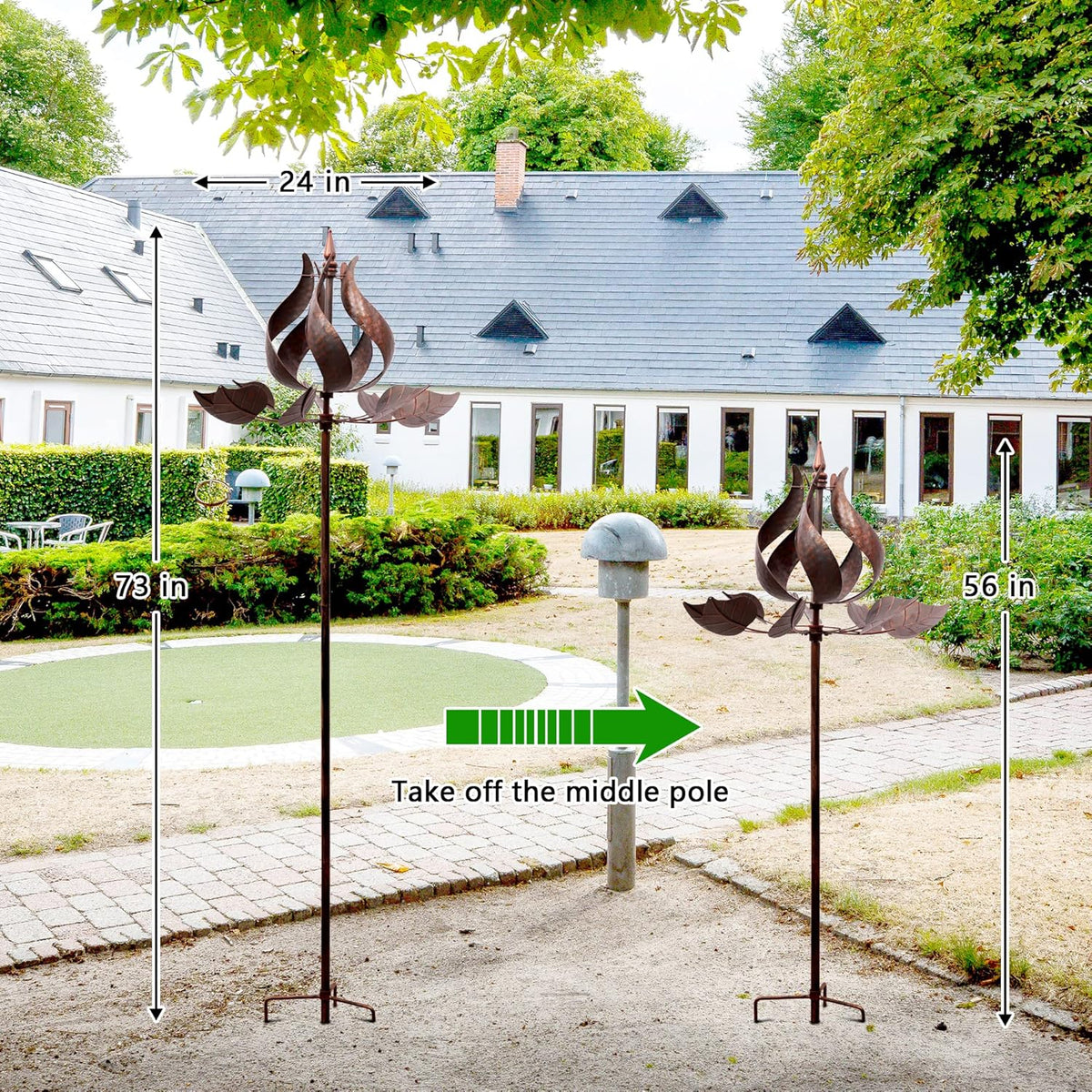 Wind Spinners Outdoor - Large Tulip Metal Bronze Color Wind Sculptures & Spinner, Kinetic Gift