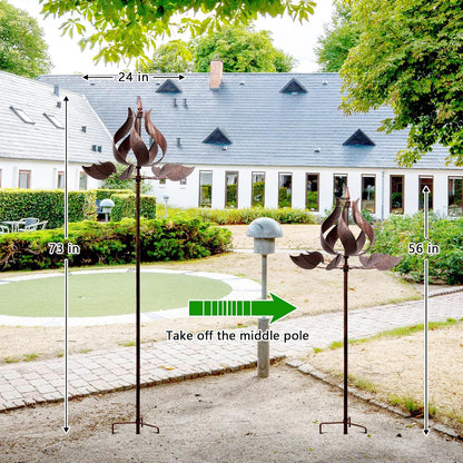 Wind Spinners Outdoor - Large Tulip Metal Bronze Color Wind Sculptures & Spinner, Kinetic Gift