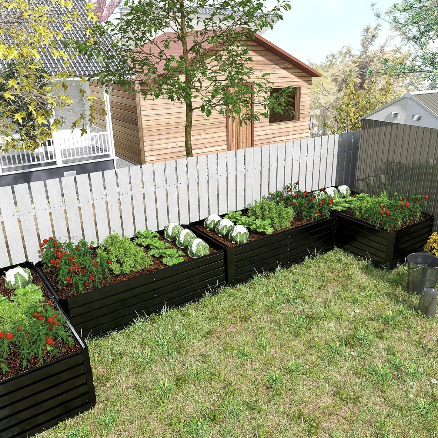 8x4x2 ft Raised Garden Bed, Large Metal Planter Raised Beds, Planters for Outdoor Plants for