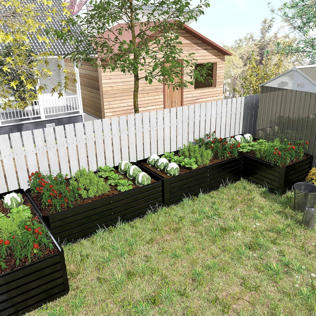 8x4x2 ft Raised Garden Bed, Large Metal Planter Raised Beds, Planters for Outdoor Plants for
