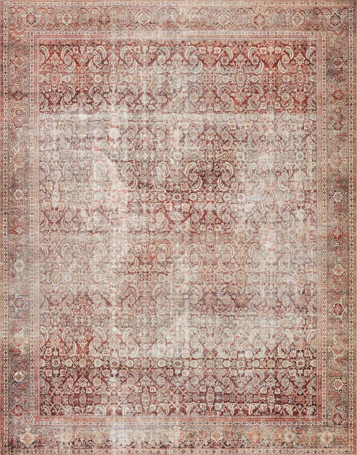 Loloi Layla Collection LAY-11 Cinnamon/Sage 7'-6" x 9'-6" .13" Thick Area Rug, Soft, Durable