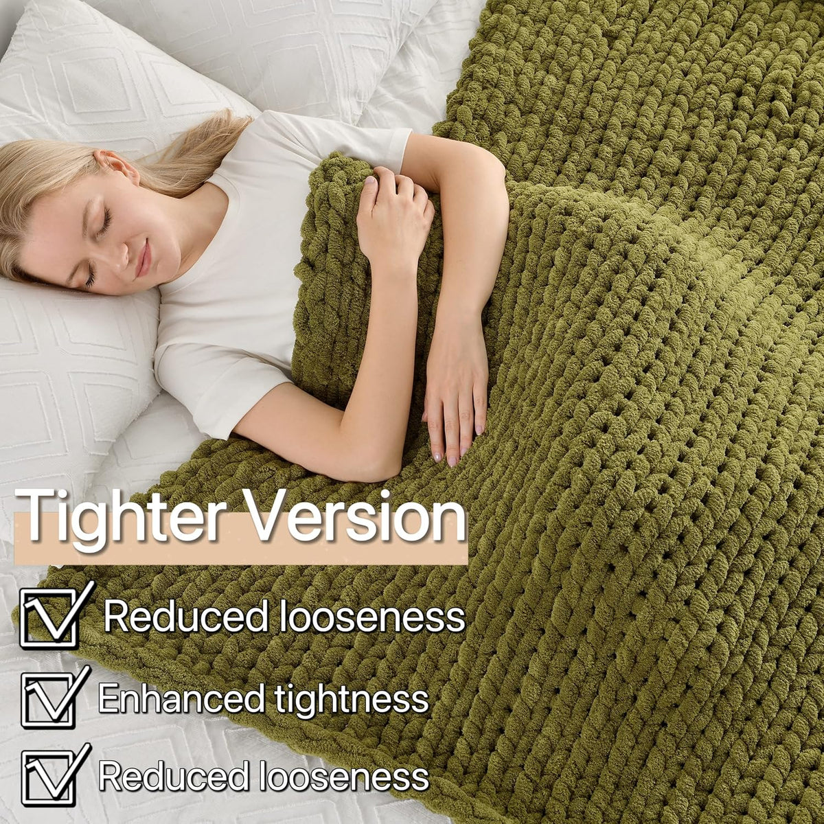 Maetoow Tighter Version Chenille Chunky Knit Blanket Throw 50×60 Inch, Handmade Warm & Cozy Blanket