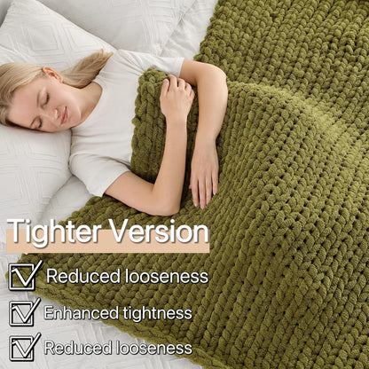 Maetoow Tighter Version Chenille Chunky Knit Blanket Throw 50×60 Inch, Handmade Warm & Cozy Blanket