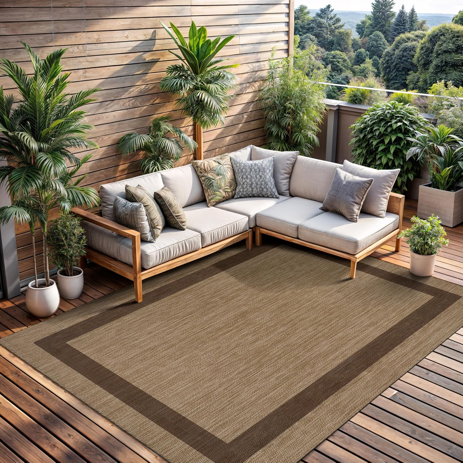 CAMILSON Outdoor Rug 6x9 - Modern Outside Rugs for Patios Porches Waterproof Durable Washable