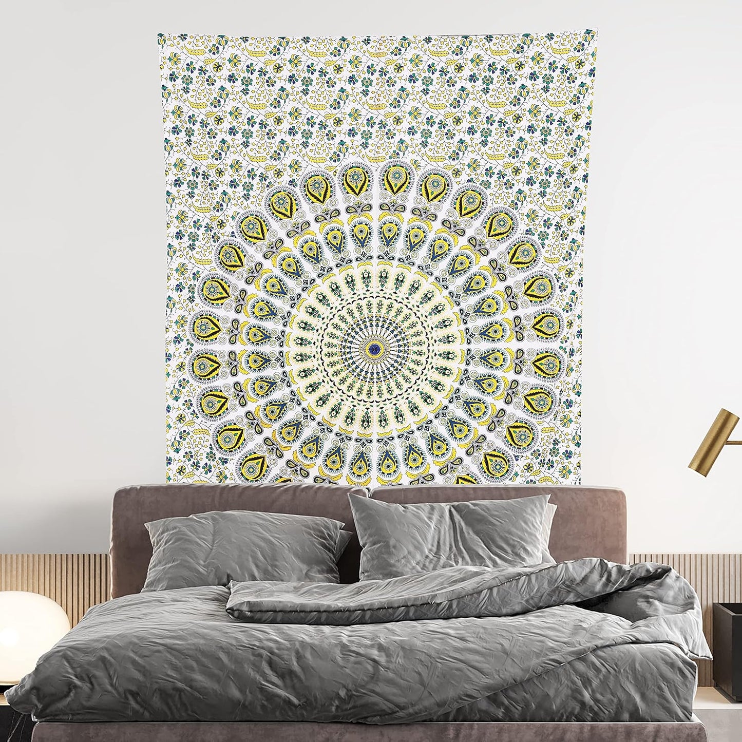 Bless International Handmade Indian hippie Bohemian Psychedelic Peacock Mandala Wall hanging