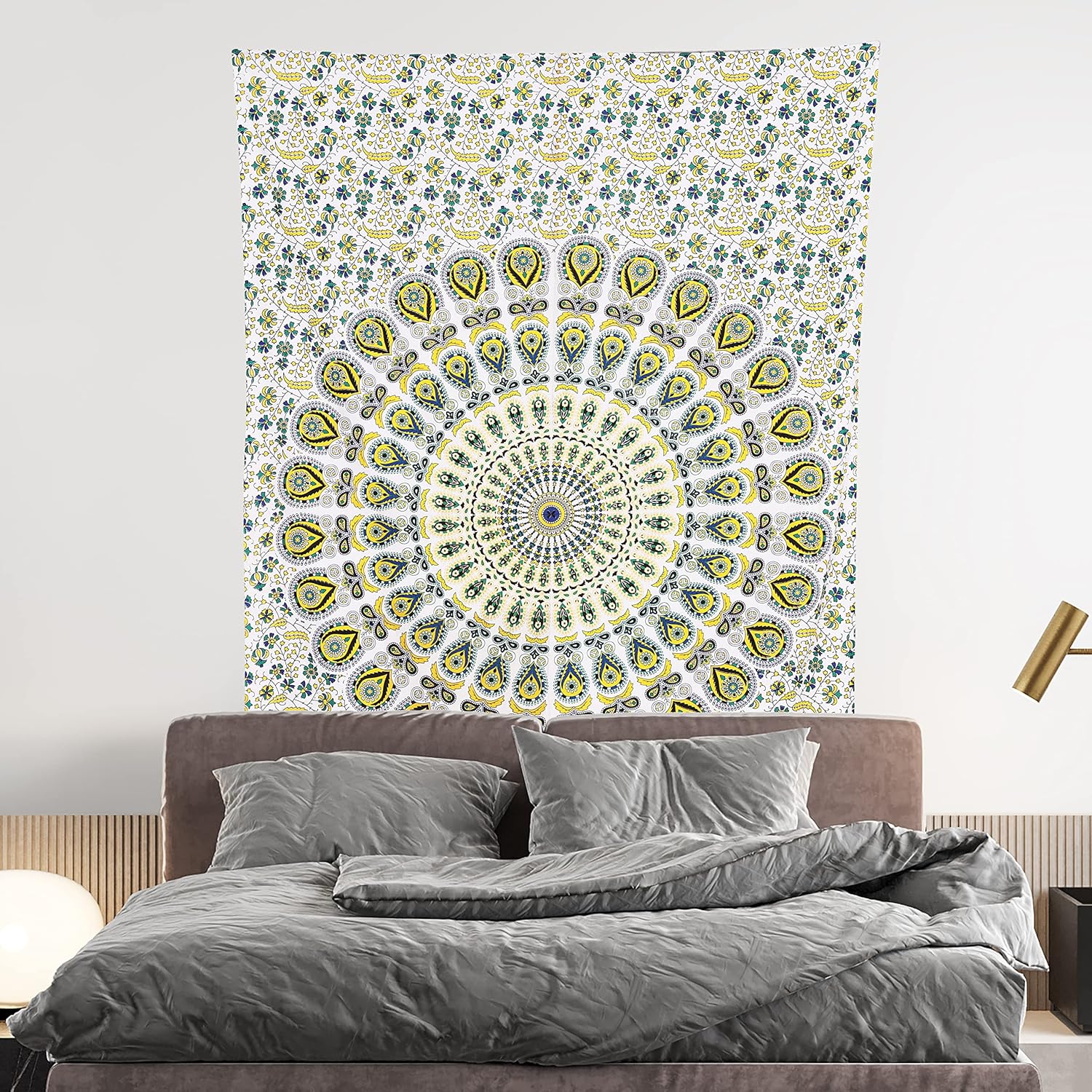 Bless International Handmade Indian hippie Bohemian Psychedelic Peacock Mandala Wall hanging