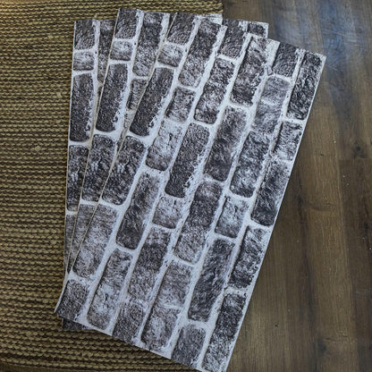 Dundee Deco 3D Wall Panels Faux Brick - Cladding, Charcoal White Stone Look Wall Paneling