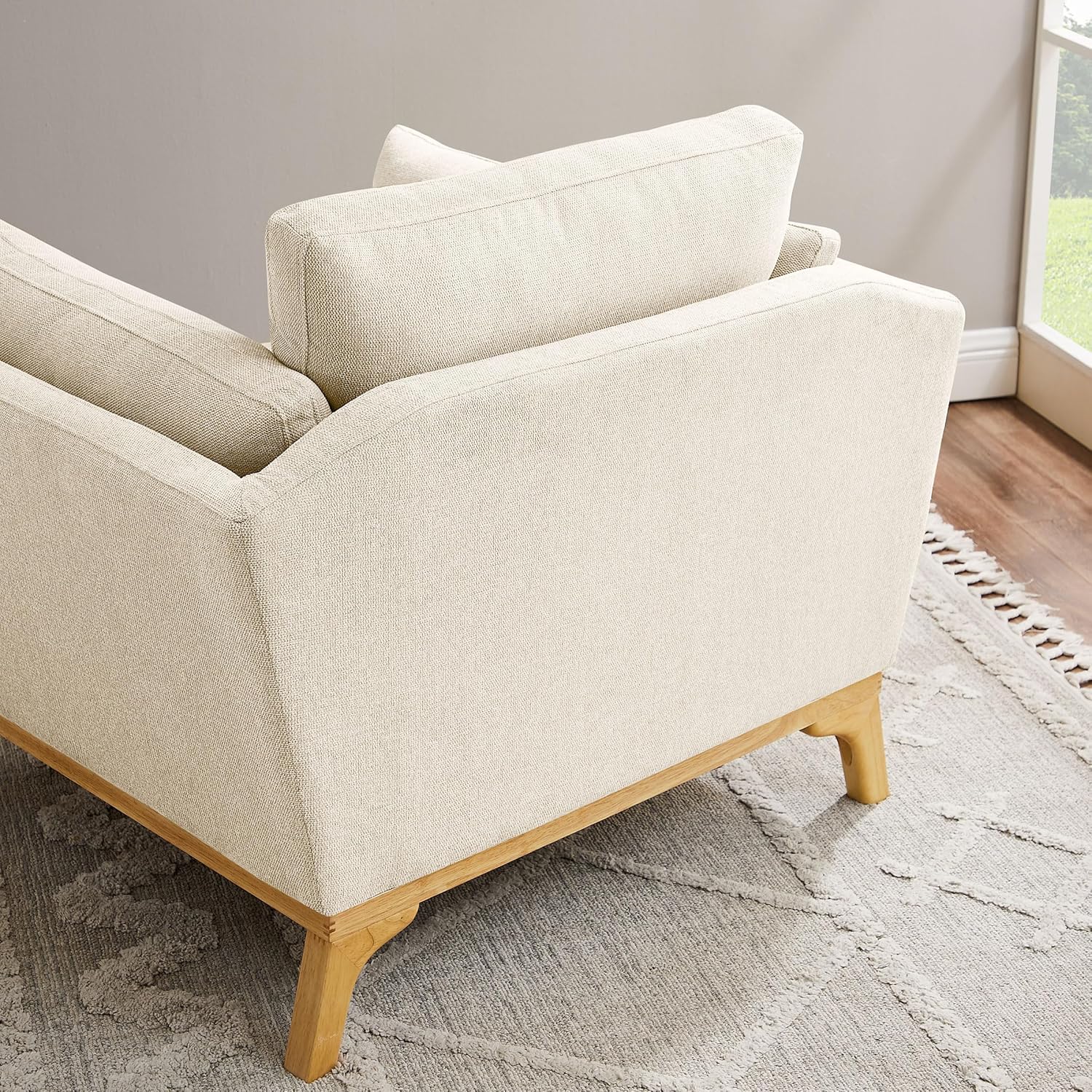 Large-Sized Accent Chair, Thick Cushion Bedroom Reading Chair, Comfortable Living Room Single Sofa，