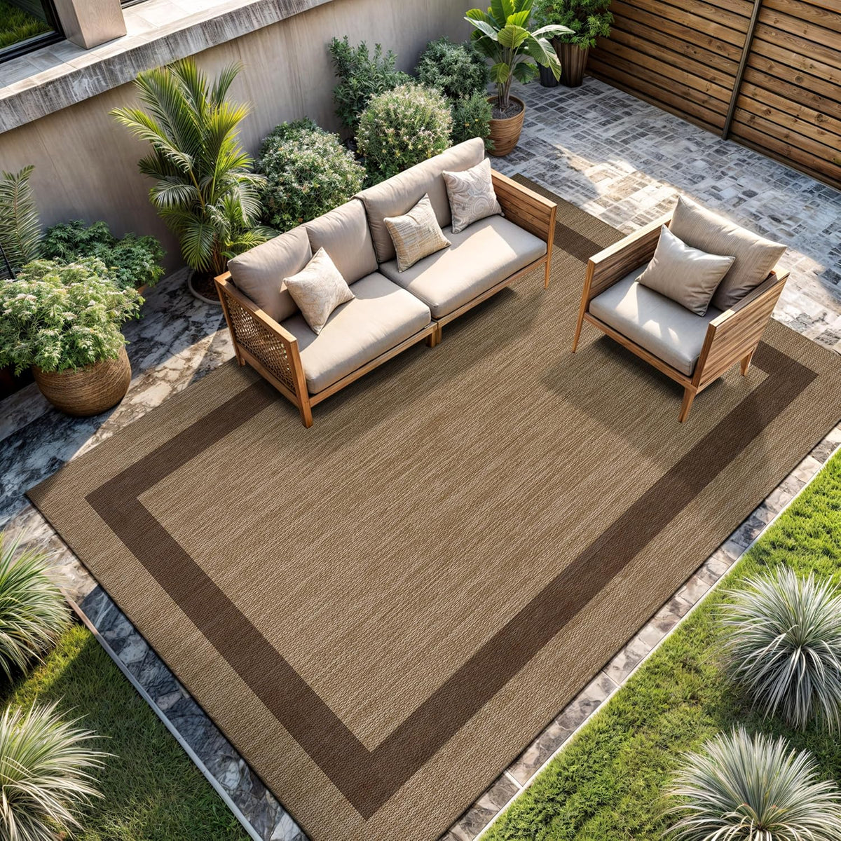 CAMILSON Outdoor Rug 10x14 - Large Modern Outside Rugs for Patios Porches Waterproof Durable