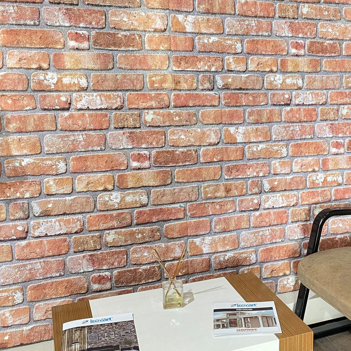 Dundee Deco 3D Wall Panels Faux Brick - Cladding, Red Orange Stone Look Wall Paneling, Styrofoam