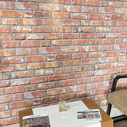 Dundee Deco 3D Wall Panels Faux Brick - Cladding, Red Orange Stone Look Wall Paneling, Styrofoam