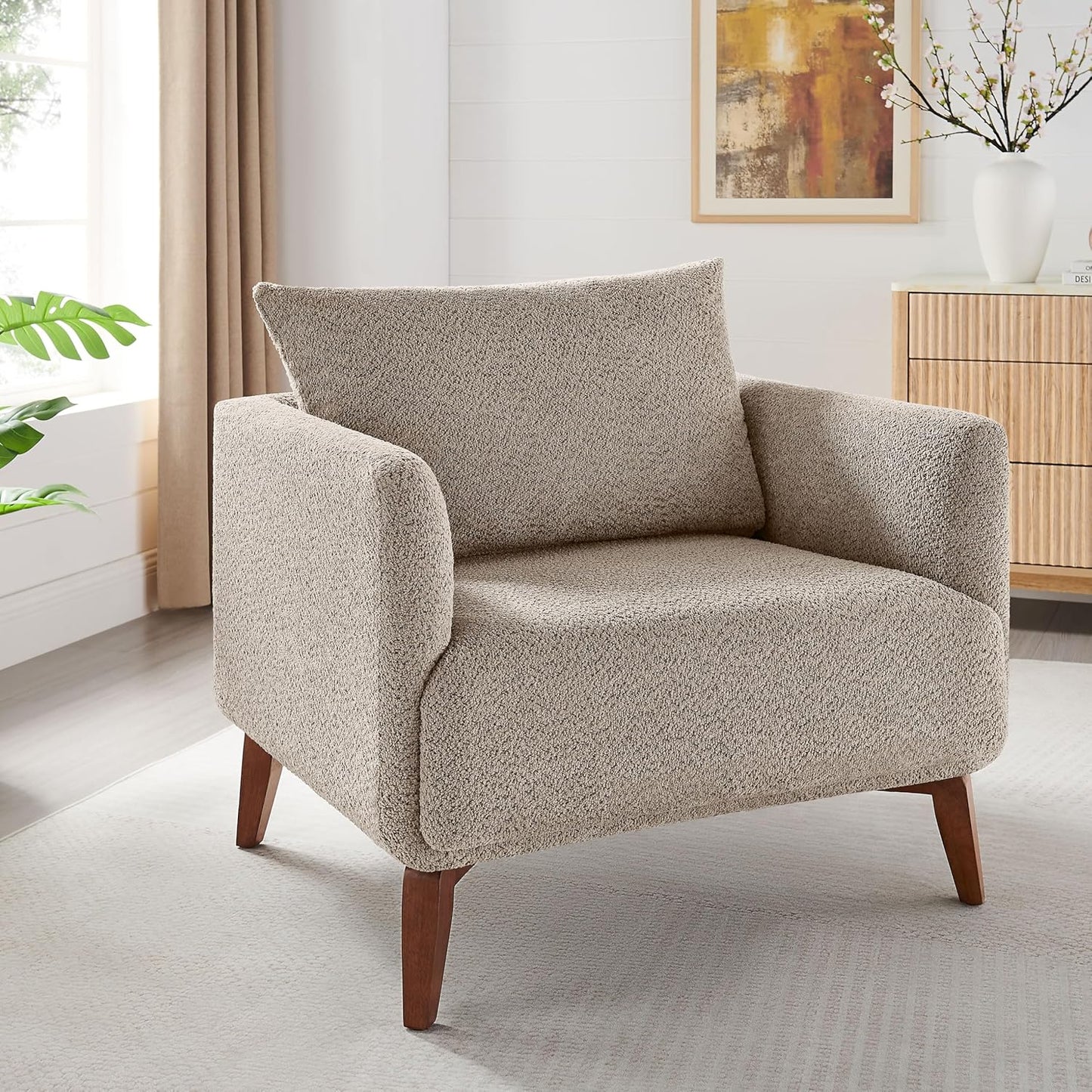 Oversized Accent Chair Modern Boucle Armchair for Living Room- 37" Wide Accent Chair with Solid