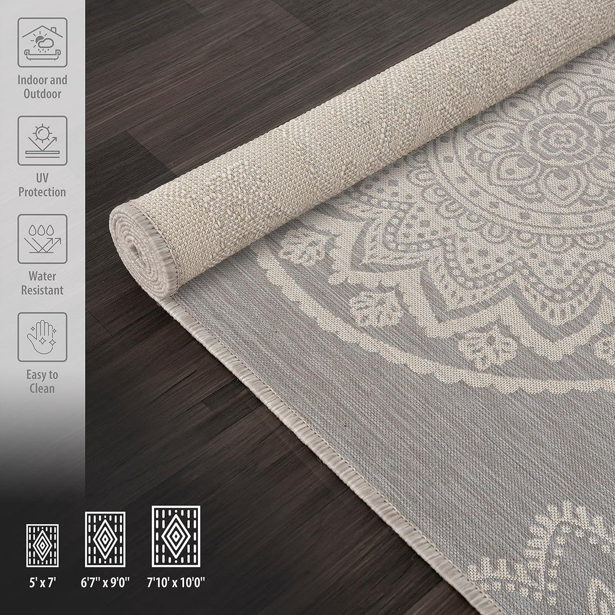 CAMILSON Outdoor Rug 5x7 Modern Area Rugs for Indoor and Outdoor Patios and Porches - Waterproof