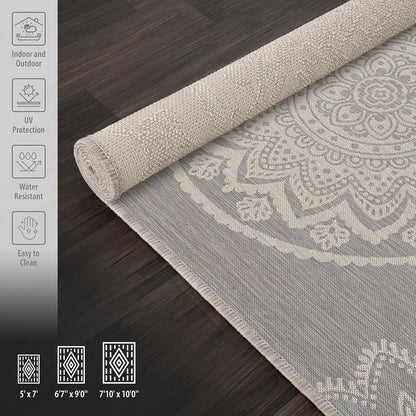 CAMILSON Outdoor Rug 5x7 Modern Area Rugs for Indoor and Outdoor Patios and Porches - Waterproof