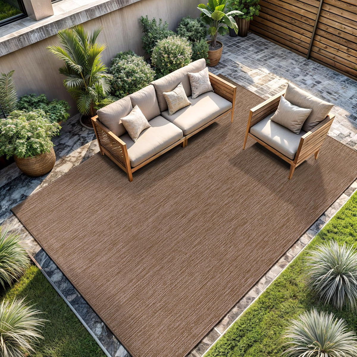 CAMILSON Outdoor Rug 8x10 Modern Area Rugs for Indoor and Outdoor Patios and Porches - Waterproof