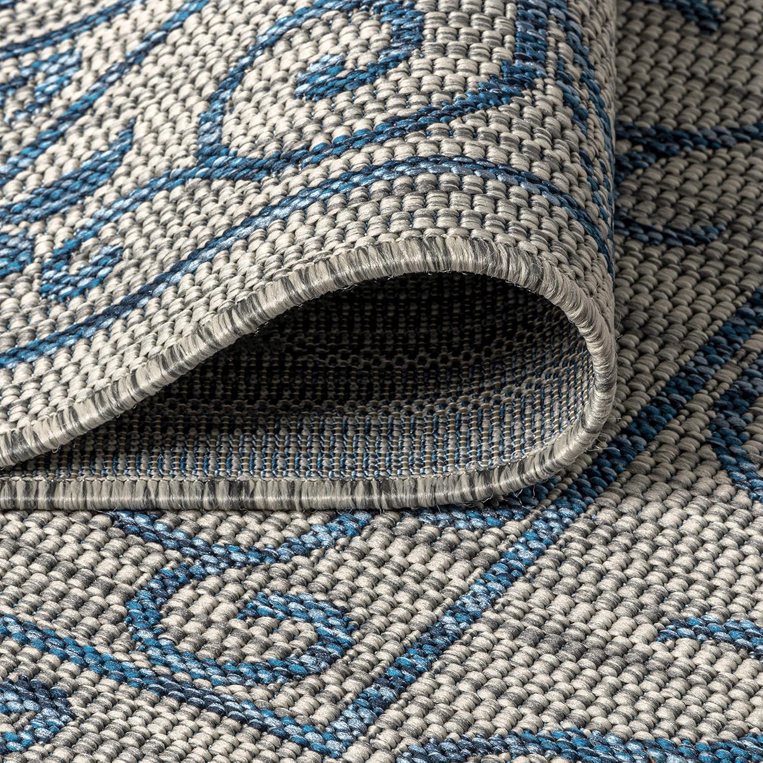 JONATHAN Y Vintage Filigree Indoor Outdoor Round Area Rug 6 Ft Gray/Navy, Charleston Textured Weave