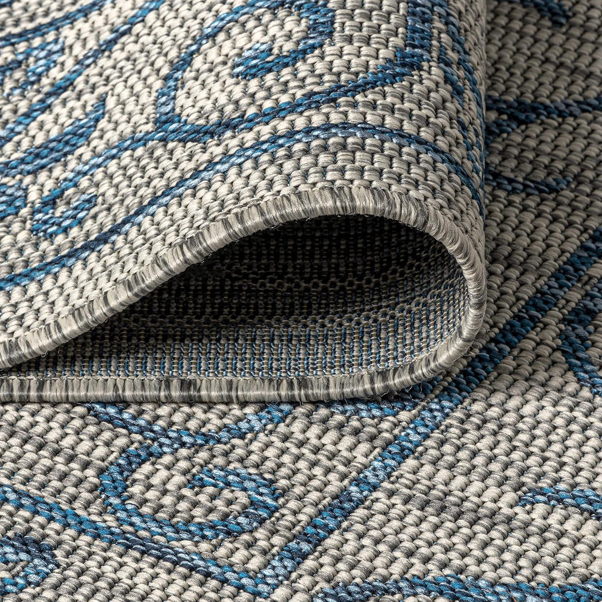 JONATHAN Y Vintage Filigree Indoor Outdoor Square Area Rug 8X8 Gray/Navy, Charleston Textured Weave