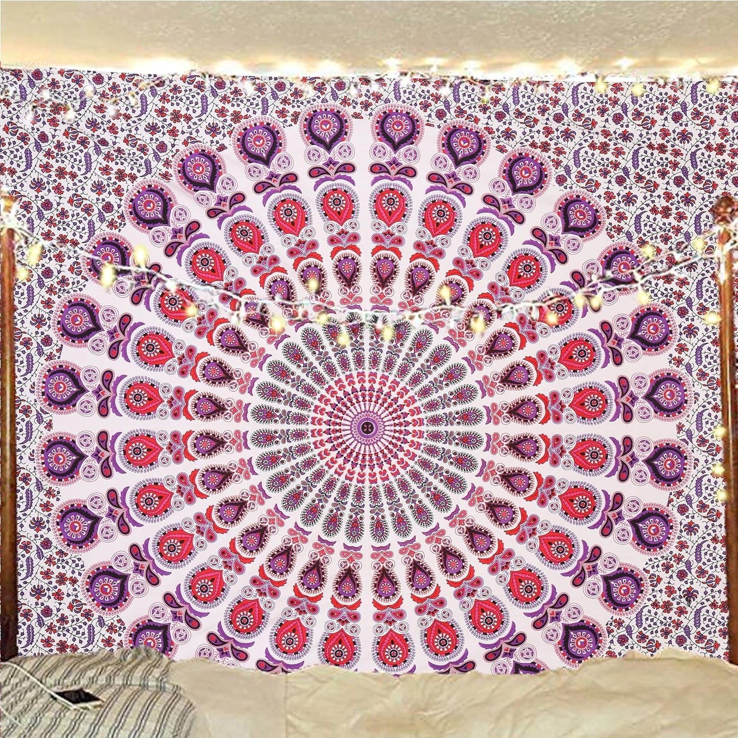 Bless International Handmade Indian hippie Bohemian Psychedelic Peacock Mandala Wall hanging